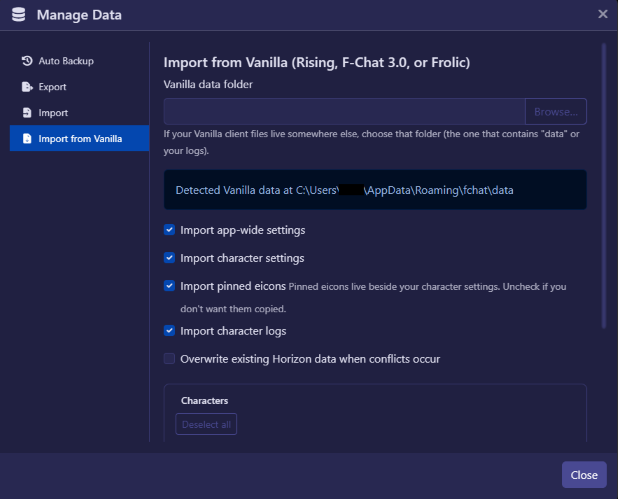 Vanilla Import