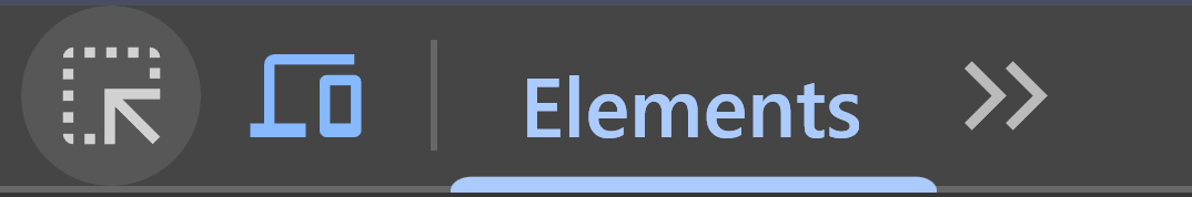 A closeup of the inspect elements button. It has the appearance of a dotted square with an angled arrow
