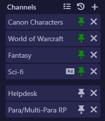 Pinned, ungrouped channels
